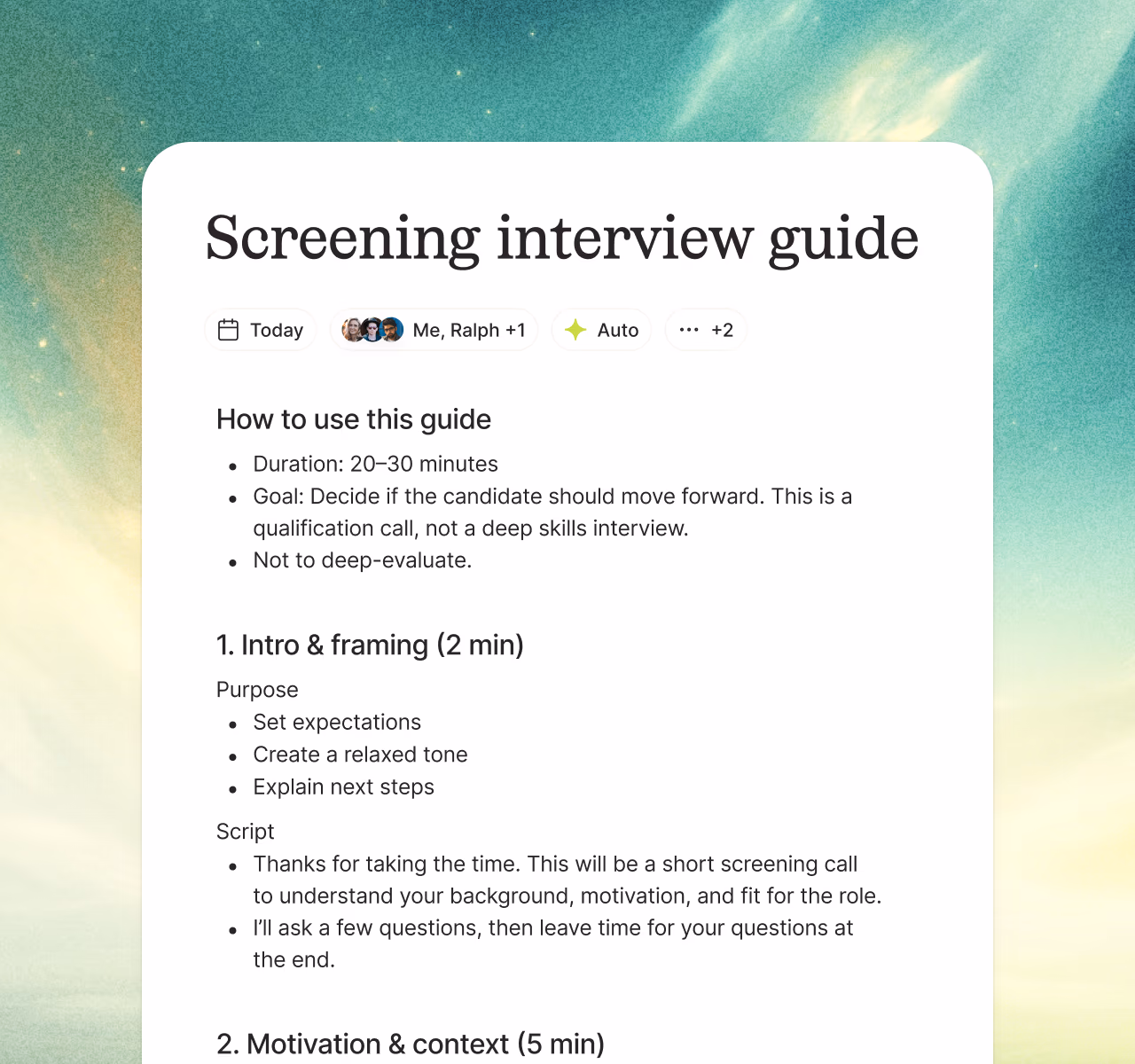Generated interview guides